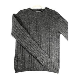 Newton Trading Co 100% Lambswool Gray Ribbed Crewneck Sweater Men's L